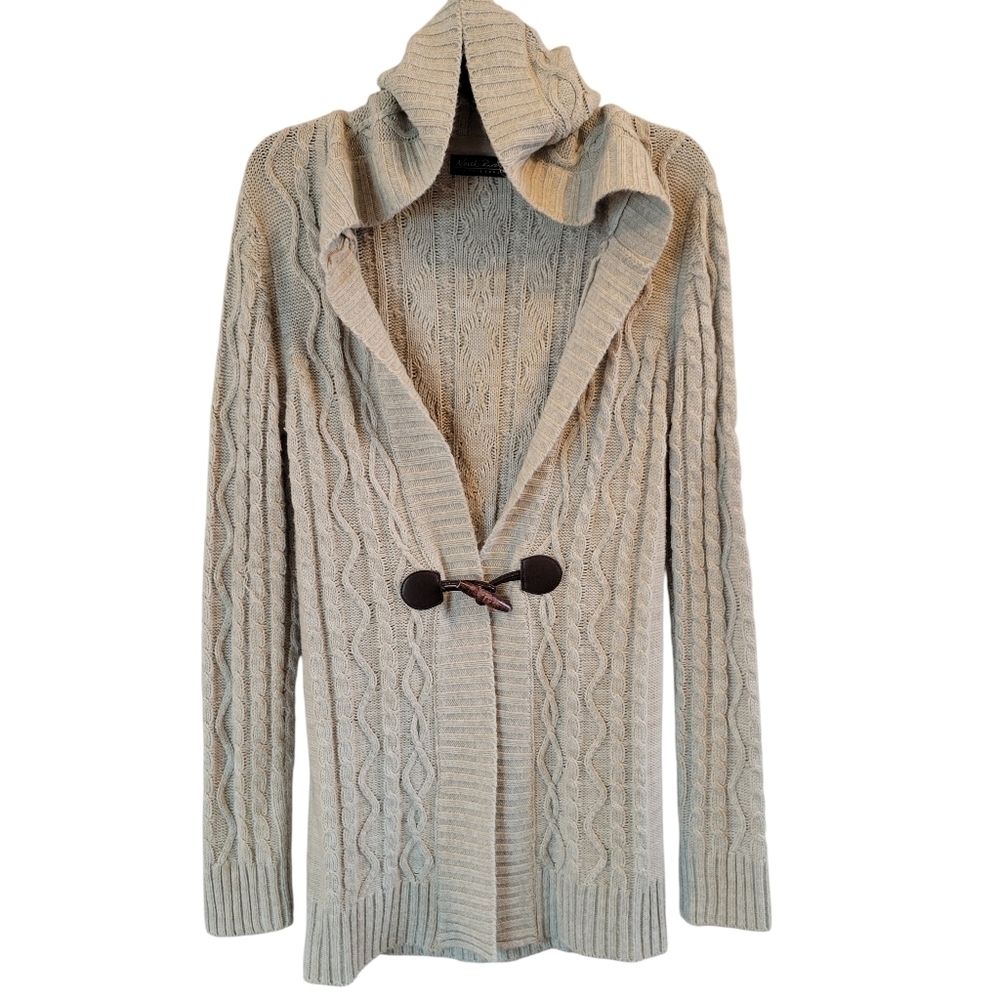 North River Outfitters Gray Cable Knit Hooded Long Sleeve Cardigan - Picture 2 of 7